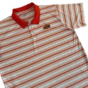 Oklahoma State Cowboys OSU Russell 2XL Orange Striped Men's Polo Shirt